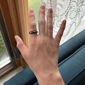 Black Hematite Ring Stone Band - Size 7, Unisex